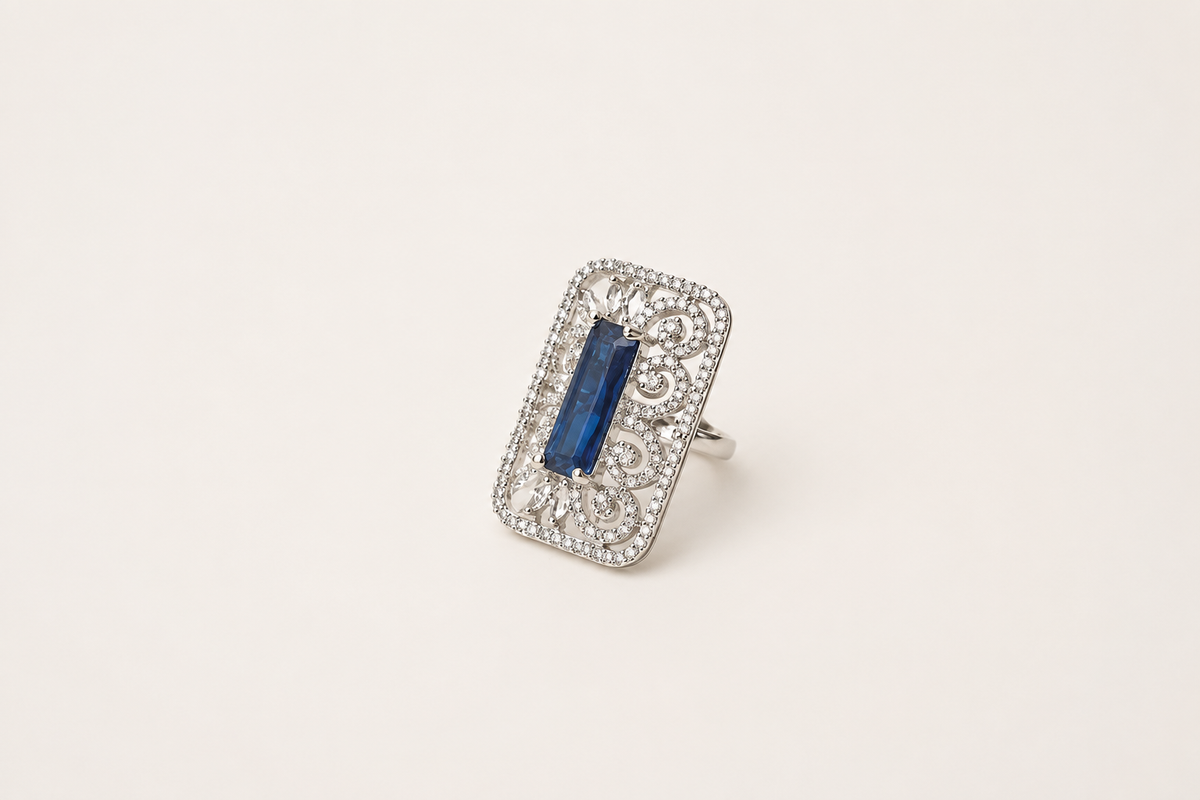 Blue majesty cocktail ring   blue & silver rings