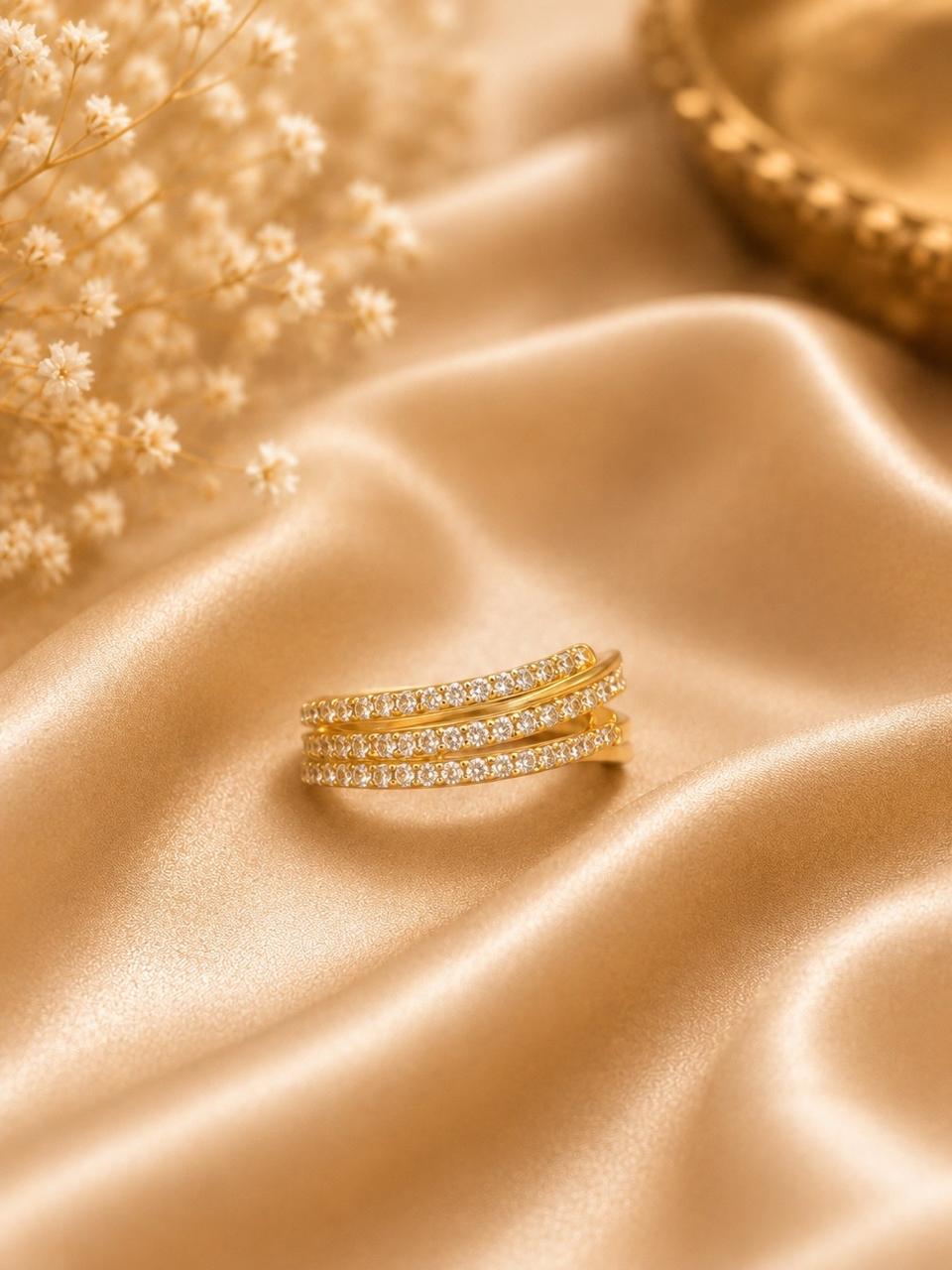 Golden Infinity Crystal Ring - Gold Rings