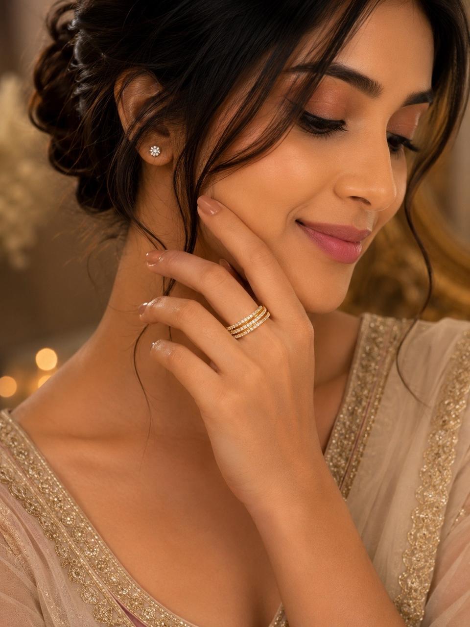 Golden Infinity Crystal Ring