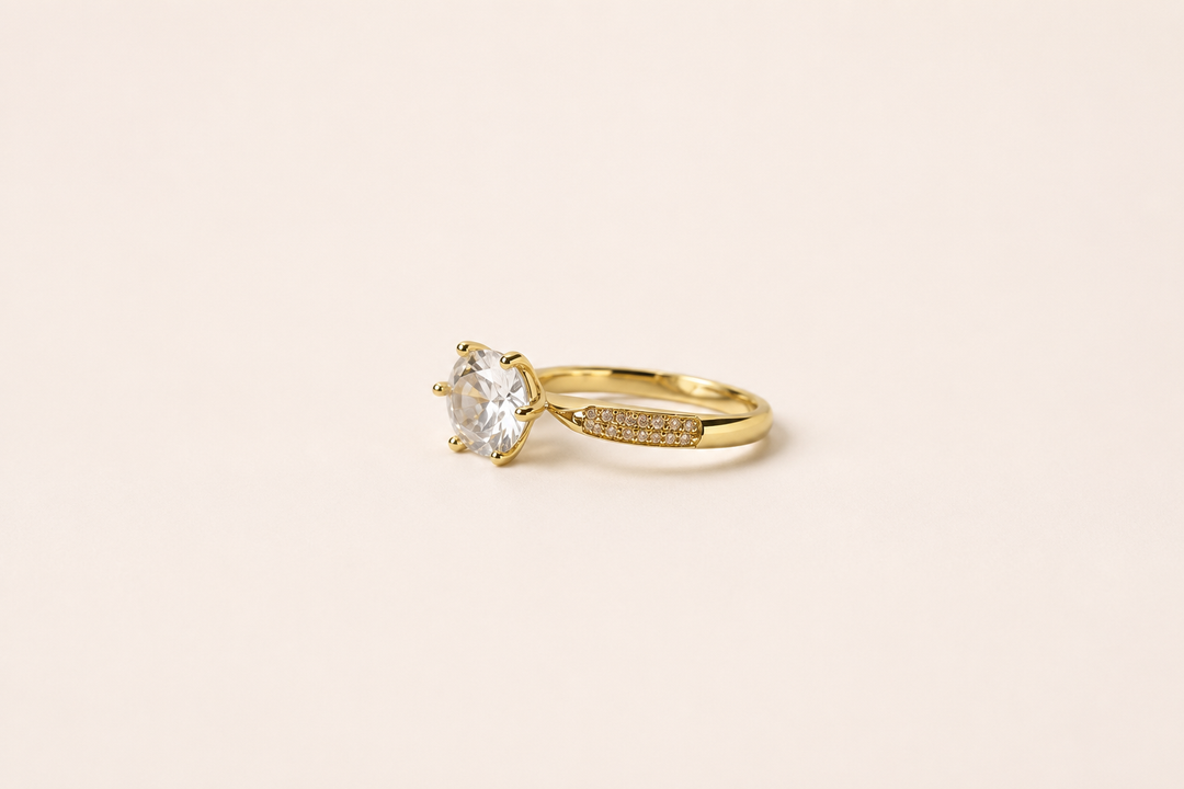 Aurora Solitaire Ring - Gold Rings