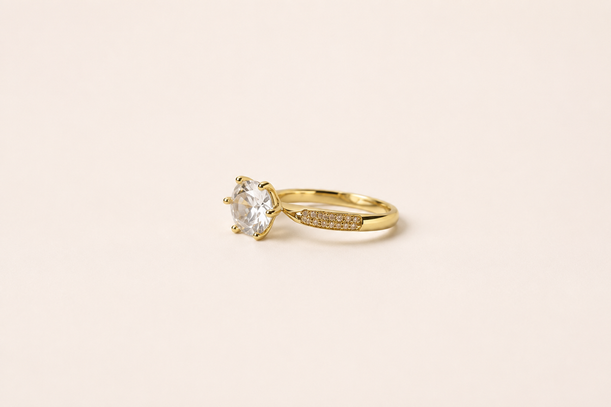 Aurora solitaire ring   gold rings